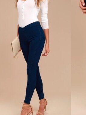Free People Easy Goes It dark wash denim jean leggings size 25
